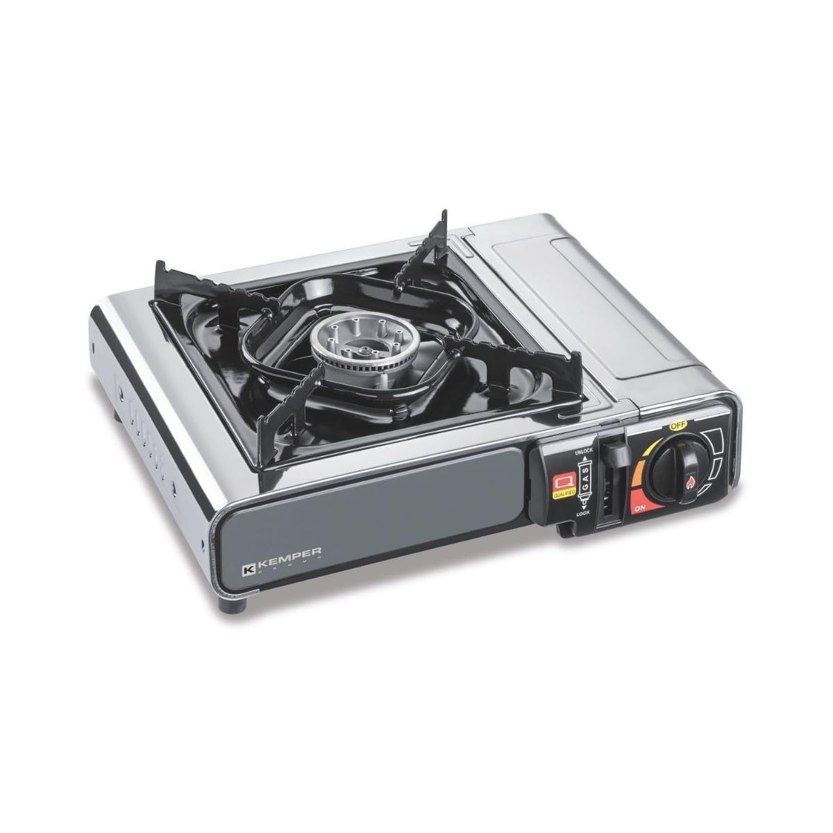 Kemper - Réchaud à gaz portable 2200W INOX + 4 cartouches de gaz + Malette de transport Cuisson Extérieure Camping Van Trek
