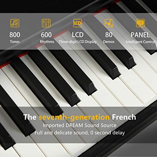 LAGRIMA LAG-600 Full Size Key Portable Digital Piano, 88 Key Electric Keyboard Piano for Beginner/Adults with X Stand, Bluetooth, Sustain Pedal, Power Supply, Music Stand, Black - Thumbnail 7