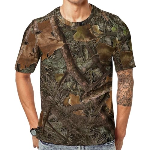 Forest Camouflage - playera de cuello redondo para hombre, manga corta, informal, para verano, ajuste ajustado, Style-1, X-Large