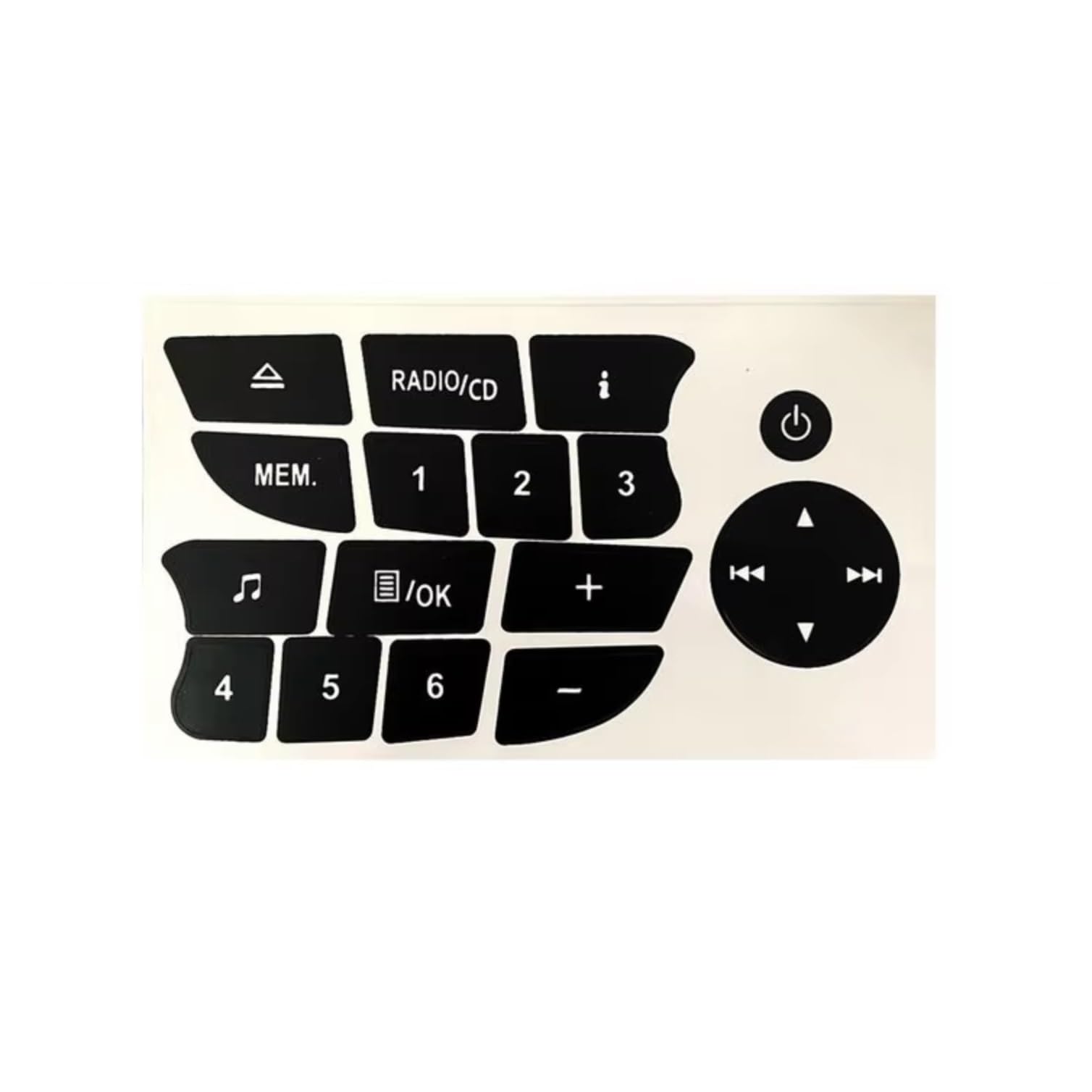 Button Repair Stickers for Car Compatible with Twingo for Clio for Megane 2009-2011 CD Audio Button Repair Decals Stickers Black Car