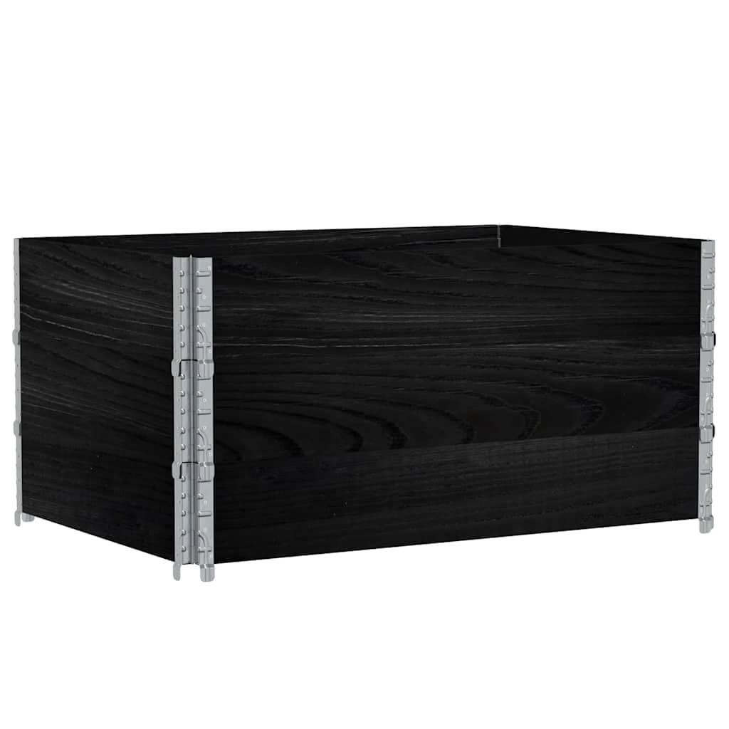 Paletten-Aufsatzrahmen 3 STK. Schwarz 120x80 Massivholz Kiefer