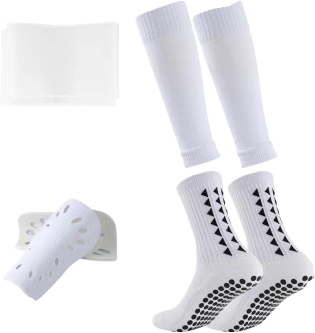 Men Grip Soccer Socks and Knee Calf Sleeves Adult Youth Non Slip Leg Shin Guards for Basketball Football Sports