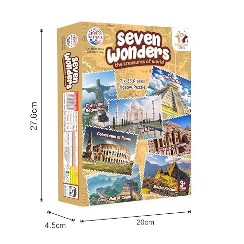 Image of Ratna's 7 Wonders of The World Jigsaw Puzzle | 7 x 35 Pieces Different Jigsaw Puzzles Size 26.3 x 18.8 cm with an Information Guide Inside