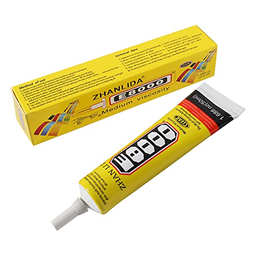 E-8000 Mehrzweck-Industriekleber, halbflüssig, transparent, inkl. Präzisionsspitzen für sauberes Arbeiten (50 ml) Cover