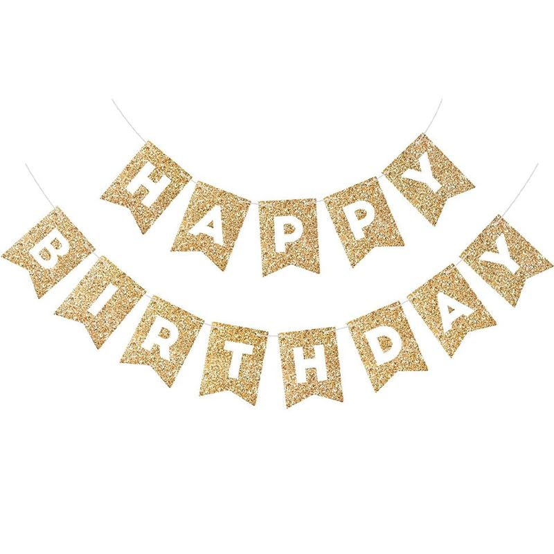 Image of ZHENGYE Happy Birthday Banner - Gold Birthday Banner Theme Party Decorations for Kids