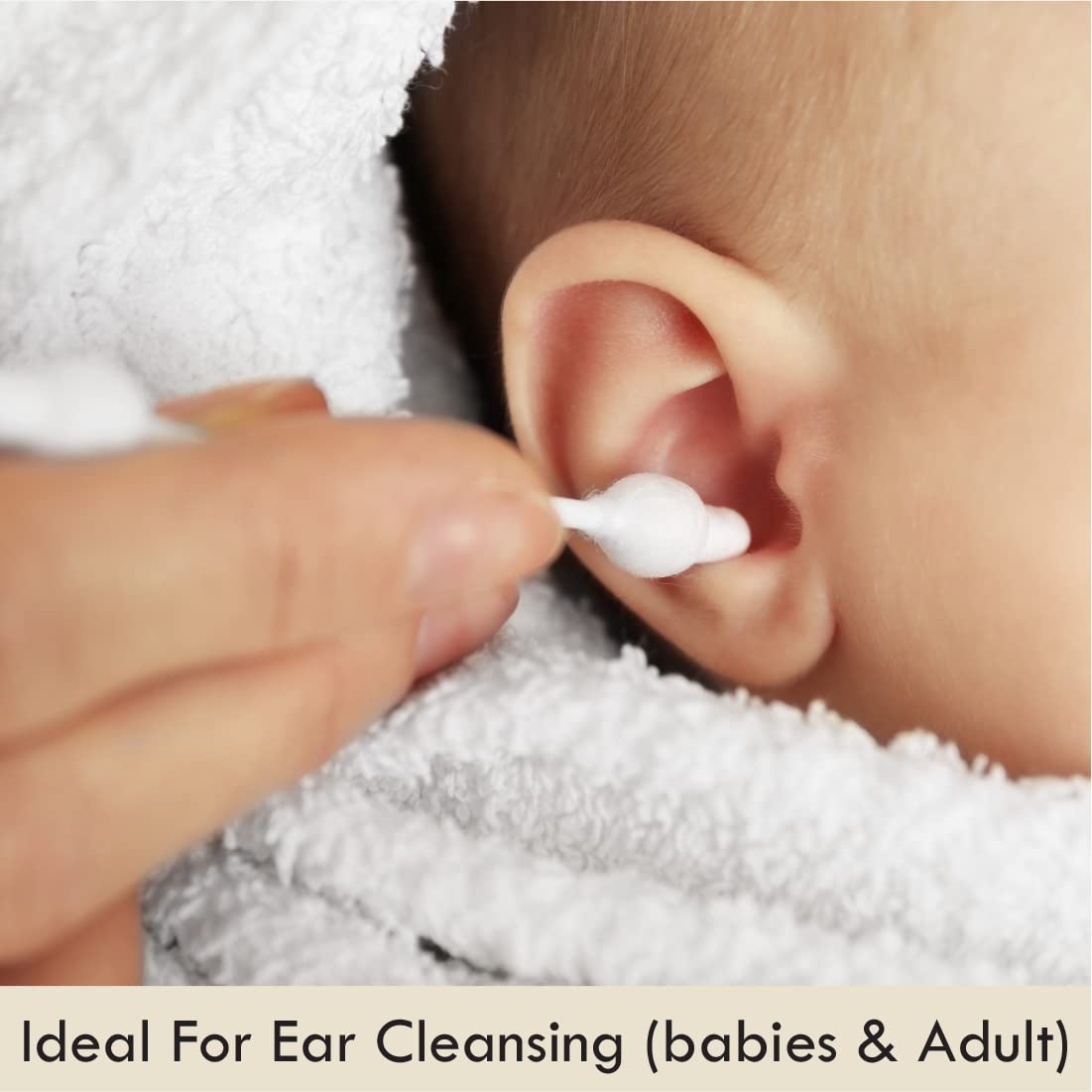 TULIPS Safety/Baby Cotton Ear Buds/Swabs (with Eardrum Protection) (Pack of 2) 50/100 Tips in A Box,White 3