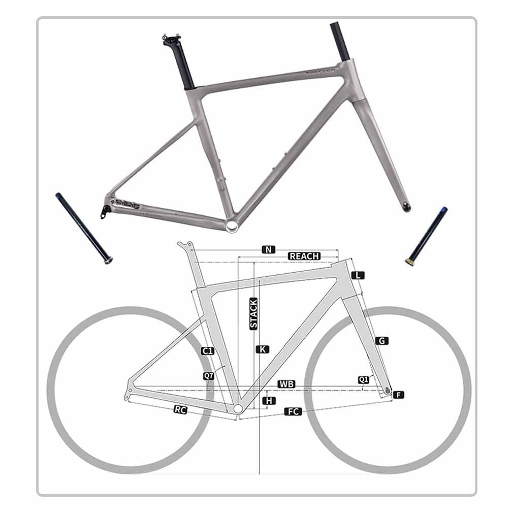 BSFHQS 700C Road Bike Frameset 41cm 45cm 48cm 51cm 54cm Aluminum Alloy Disc Brake Frame F12*100MM R12*142mm Thru-Axle Frame with Carbon Fiber Fork Internal Routing BSA BB68mm(White,48cm)
