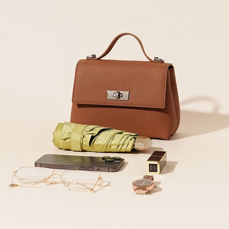 Top Handle Leather Crossbody Bag for Women – Genuine Cowhide Small Satchel Purse with Adjustable Strap, Classic Structured Handbag for Daily Work Travel - Caramel4