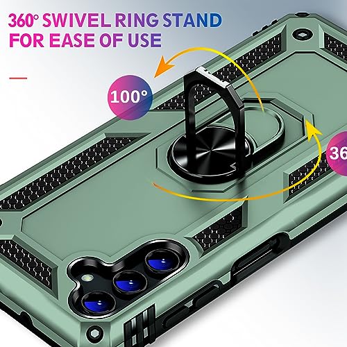 Image of for Samsung Galaxy S26 Plus Case with Screen Protector, Heavy Duty Military Grade Shockproof Rugged Protective Cover for Samsung S26 Plus Phone Case with Metal Ring Magnetic Kickstand (Green)