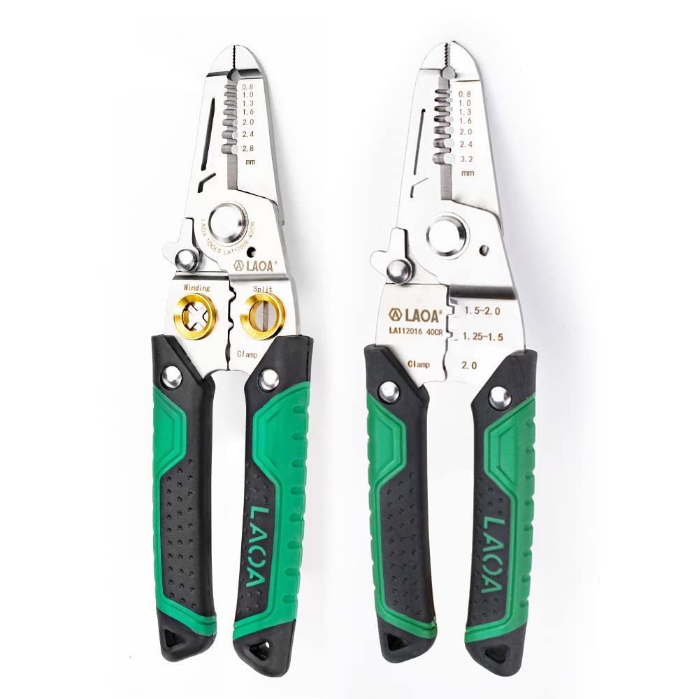 LAOA Stainless Steel Wire Stripper Wire Cutter Electrician Tools for Stripping,Cutting,Crimping,Splitting,Winding,Clamping (7in1+5in1