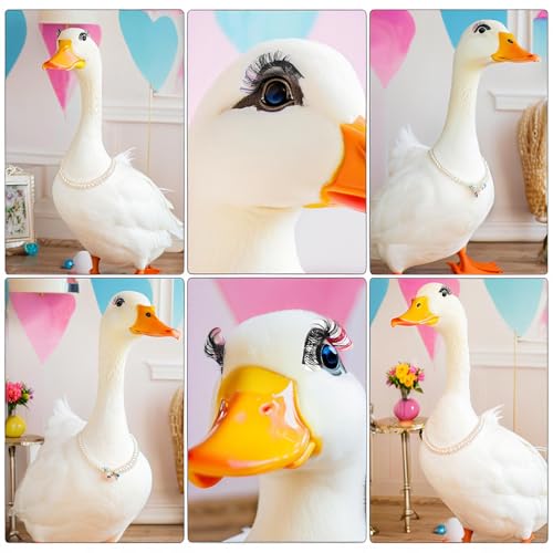 Goose Lash Kit, 7 Pairs of Eyelashes with Tweezers & Brush, Reusable Long Service Life, Ends with Personalized Colored Eyelashes Suitable for Decorating Goose Statues