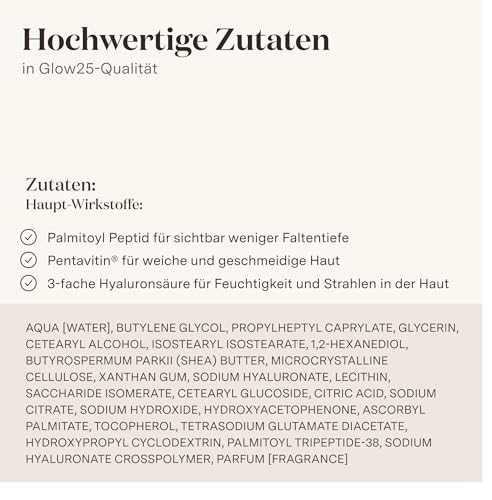 Kollagen Creme Glow25 – Kollagen Booster Creme mit Hyaluronsäure und Vitamin C