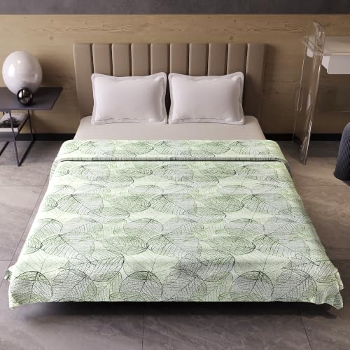 Image of Divine Casa 120 GSM Glace Cotton Double Dohar | Lightweight AC Blanket | Reversible Summer Quilt | 220 x 205 CM, Forest Green & Lime