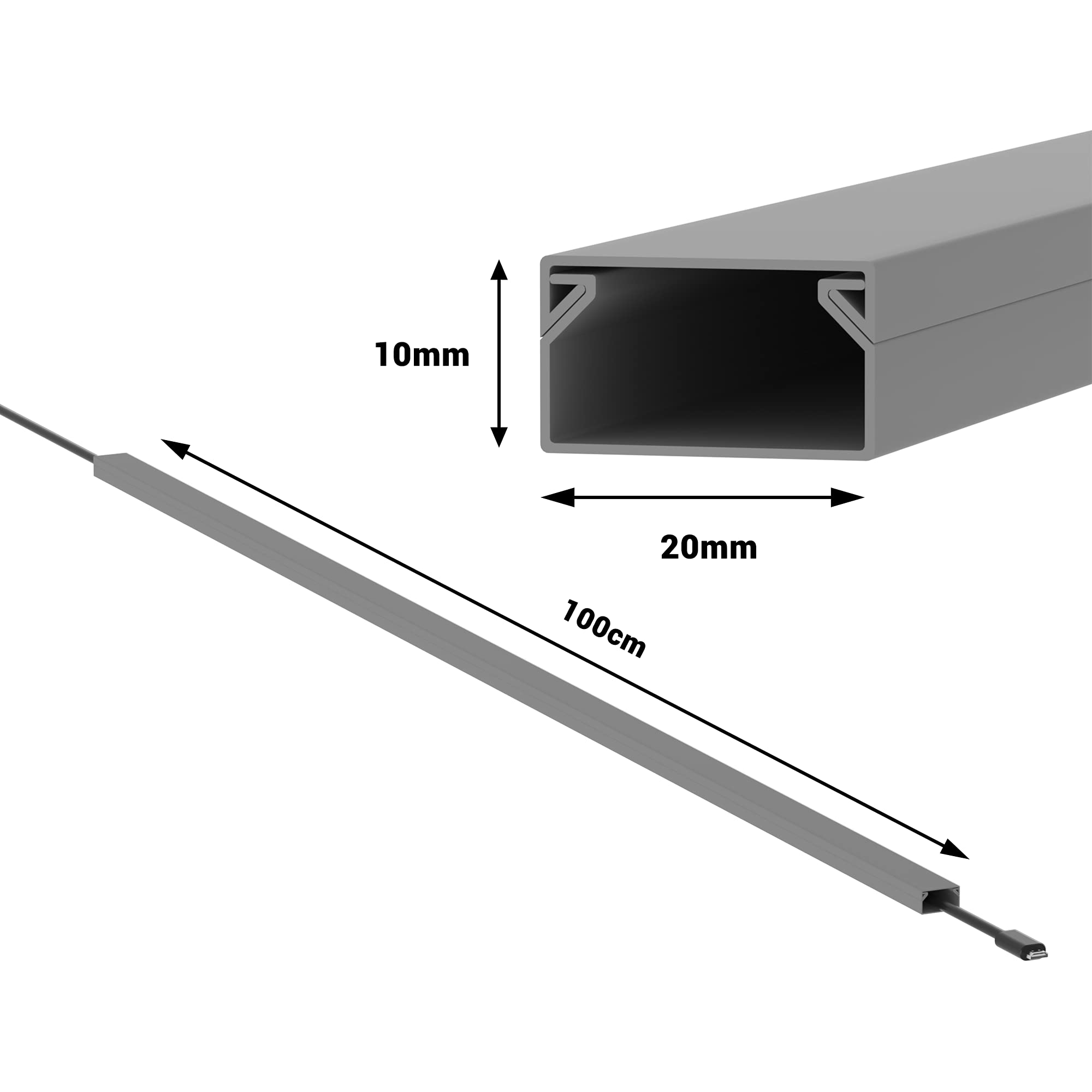 CILSON Kabelkanal, 20x10 mm, 10x1 m, Grau, selbstklebend
