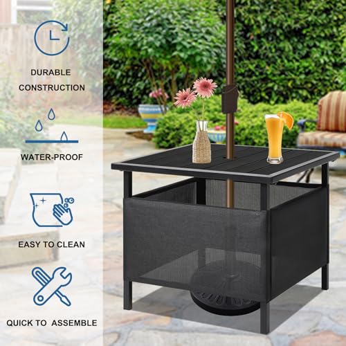 image for LZRS Adirondack Square Outdoor Side Table with Umbrella Hole, Pool Com