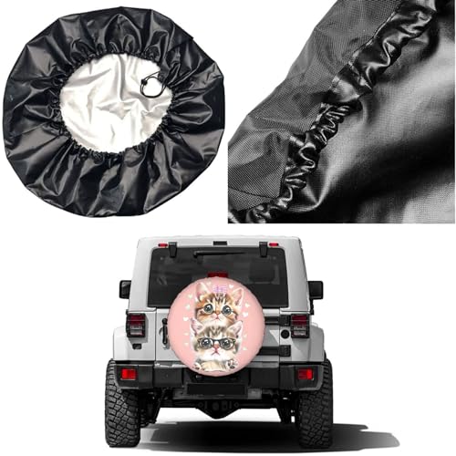 Image of Dujiea Cute Cat Faces Spare Tire Cover, Universal Wheel Tire Cover Waterproof Dust-Proof Tire Protectors for Trailer Rv SUV Truck Camper and Many Vehicle 14 15 16 17 Inch