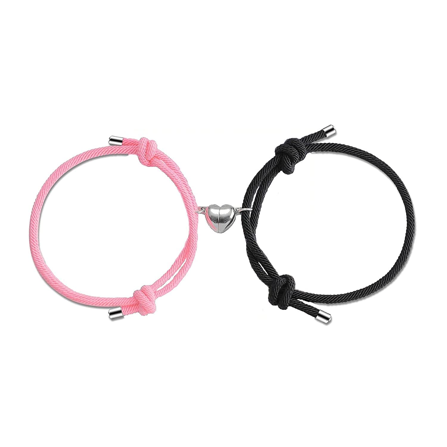 El Regalo Mutual Attraction Magnet Matching Couple Rope Braided Bracelet Set for Men and Women (Pink & Black Heart) (B09RMFQ5NM) Amazon Price History, Amazon Price Tracker