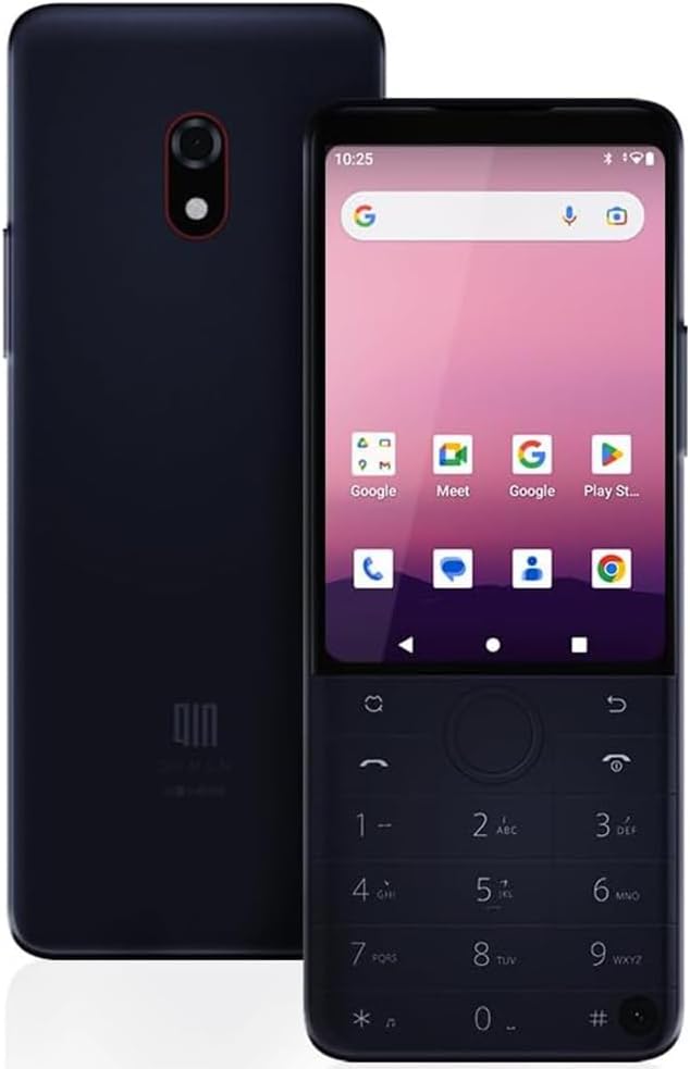 QIN Android12 Smartphone QinF22Pro 4G Unlocked Mobile Phone, 4+64GB/2MP+8MP Camera, Small Smart Black Basic Dumb Phones With Whatsapp for Business, Family