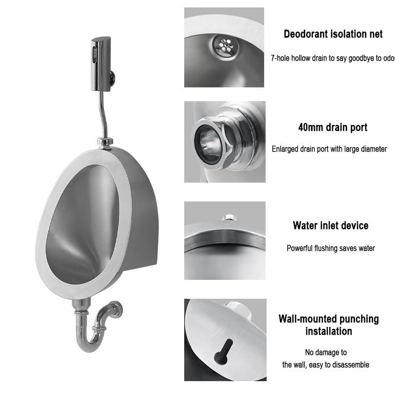 Urinario de acero inoxidable con sensor para baños públicos 8