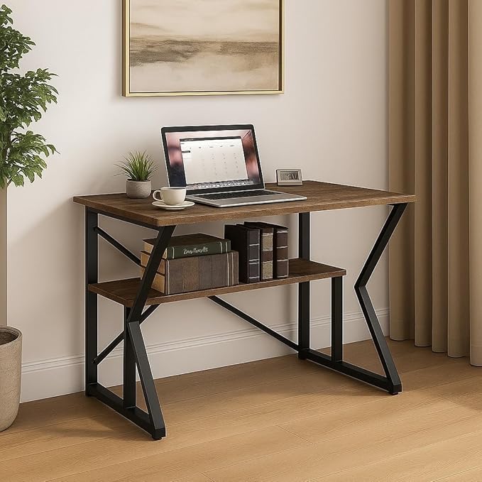 Image of Amazon Brand - Solimo DIY Study Table | Foldable Laptop Desk for Home & Office | Multipurpose K-Leg Table for Students, Work from Home, Study & Writing | Brown & Black - DIY.
