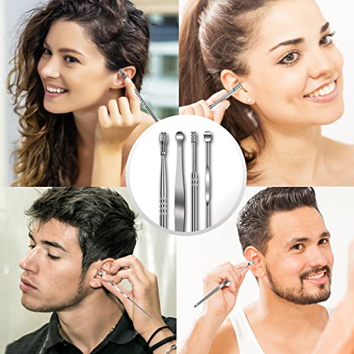 Ear Pick Earwax Removal Tool, 6 Pcs Ear Cleaning Kit, Stainless Steel Ear Wax Remover With Cleaning Brush And Storage Box(Silver) #TOP6