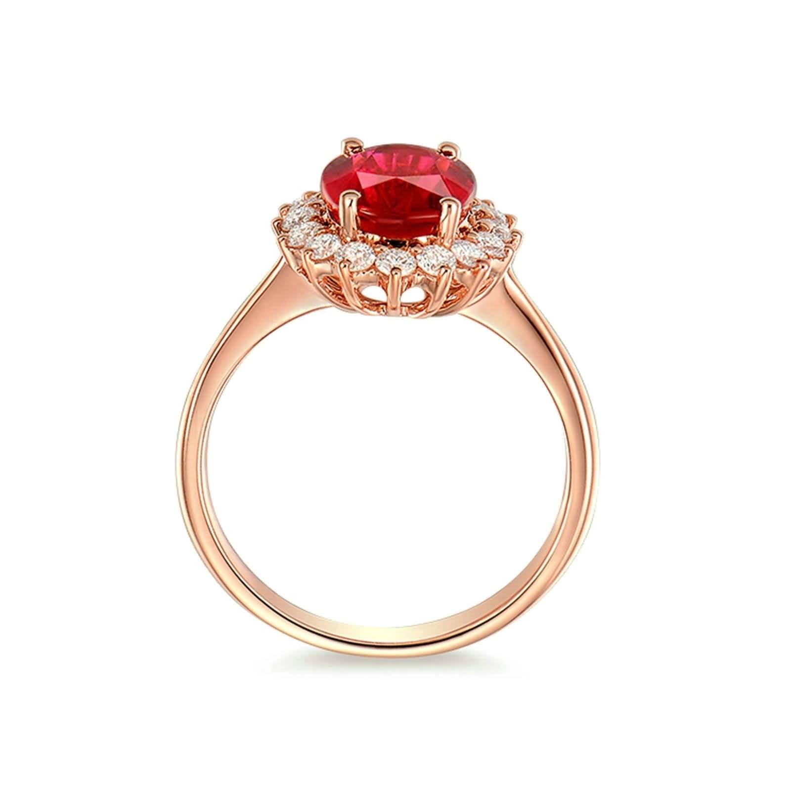Bague de mariage en or rose 18 carats 750 avec tourmaline taille ovale 1,45 ct avec diamant or rose Au750