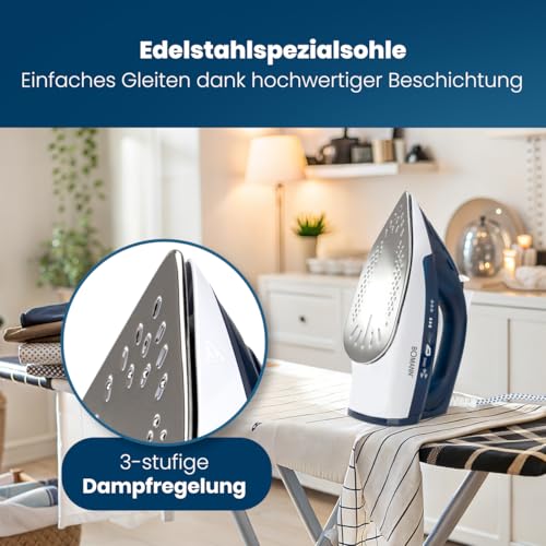 Bomann® Dampfbügeleisen mit Edelstahlspezialsohle | 2200W | Bügeleisen mit Dampf | 250ml Tank | schnelle Aufheizzeit | Steam Iron mit Tropfstopp und Anti-Kalk | Bügeleisen Dampf | DB 6004 CB