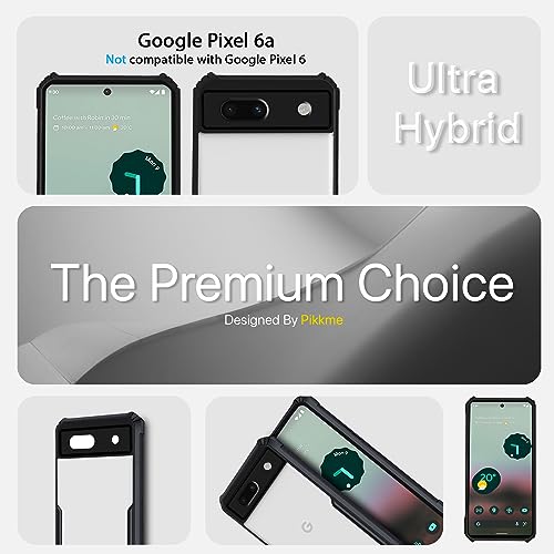 Image of Outlouders Back Cover for Google Pixel 6a | Ultra Hybrid Transparent | Full Camera Protection | Raised Edge | Crystal Clear Bumper Case (Black)