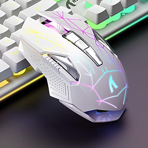 ATTACK SHARK T3 RGB Wireless Gaming Keyboard and Mouse Combo, Chroma Rechargeable Mech Feel keyboard + LED Backlit 8D 4800DPI Mice, USB-A or Type-C port connection, 4200mAh Battery, ABS Keycaps,White