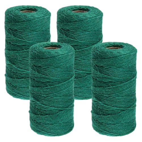 PINGEUI 4 Rolls 100m Green Garden Twine, 2mm Garden Twine Color Packaging Natural Jute String for DIY Handicraft Decoration, Binding