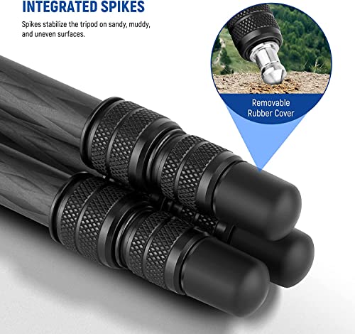 Neewer 15.7"/40Cm Carbon Fiber Camera Tripod With Phone Holder, Leg Spikes & 360° Panoramic Ball Head, Lightweight And Compact Vlogging Travel Tripod Stand For Mirrorless Camera And Smartphone #TOP4