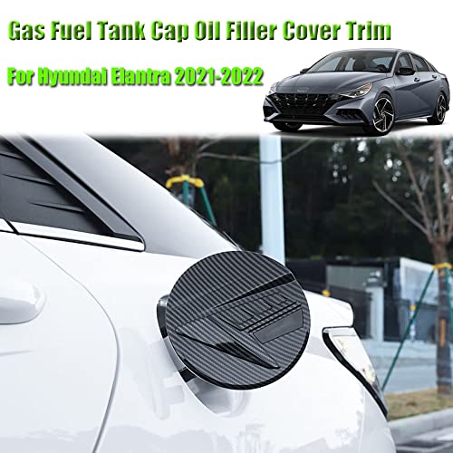 BOYOUS ABS Carbon Fiber Grain Car Gas Fuel Tank Cap Cover Oil Filler Cover Door Decoration Exterior Trim Sticker Accessories for Hyundai Elantra 2021 2022 2023 2024 2025
