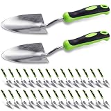 Yaocom 16 Pcs Garden Shovel Aluminum Alloy Heavy Duty Trowel Small Digging Shovels Metal Hand Trowel Spade with Soft Handle for Garden Lawn Yard Planting Tool (Wide Shovel,Green)