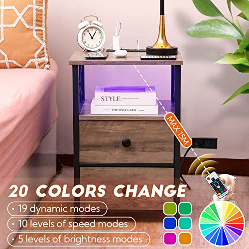 image for AMHANCIBLE LED Nightstands Set of 2, End Tables Living Room with Fast 