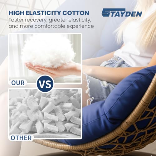STAYDEN Egg Chair Cushion Replacement Outdoor Hanging Chair Cushion for Patio Furiture Hammock Swing Cushion 47x35x6 Inches (Blue) — view 4