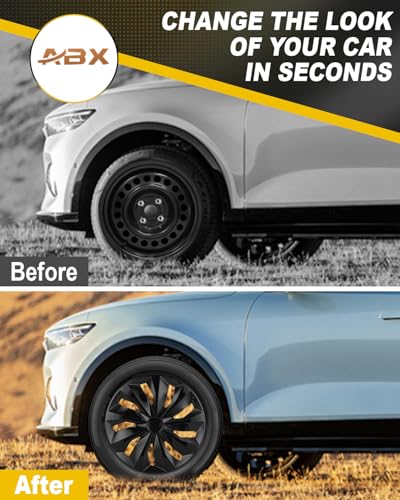 Image of ABX Hubcaps,16 inch hubcaps Set of 4, Wheel Rim Cover ABS Material, Snap On Car Truck SUV Replacement, for Toyota Camry Nissan Mazda etc, Black