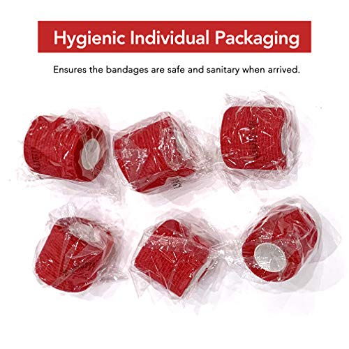 Risen Cohesive Bandage 2” X 5 Yards, 6 Rolls, Self Adherent Wrap Medical Tape, Adhesive Flexible Breathable First Aid Gauze Ideal For Stretch Athletic #TOP4