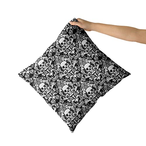 Black Skull Throw Pillow Covers Set Of 2 Floral Soft Square Pillows Cases Cushion Cover For Couch Sofa Living Room 18X18 Inch #TOP2
