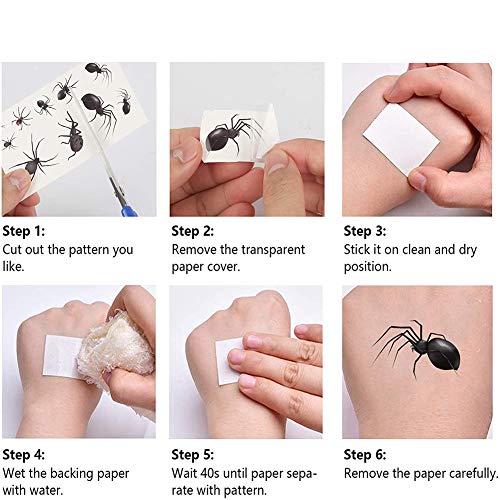 Peanuty 10 Sheet Scary Spider Temporary Tattoo Stickers 3D Halloween Spider Web Waterproof Spider Tattoo Stickers Diy Stickers For Adults Kids Body Decor For Art Party Cosplay Atmosphere Supplies #TOP6