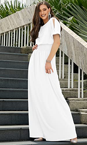 Image of KOH KOH Womens Split Sleeves Smocked Elegant Cocktail Long Maxi Dress