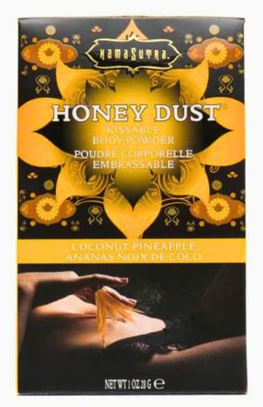 KAMA SUTRA Honey Dust 1 oz/28 g – Kissable Body Powder with Feather Tickler/Applicator Included, Travel-Sized, Moisture Wicking and Kissable (Coconut Pineapple)