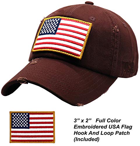 Image of Antourage American Flag Unisex Baseball Hat for Men and Women | USA Flag Mesh Snapback Flat Visor Cap + 2 Patriotic Patches