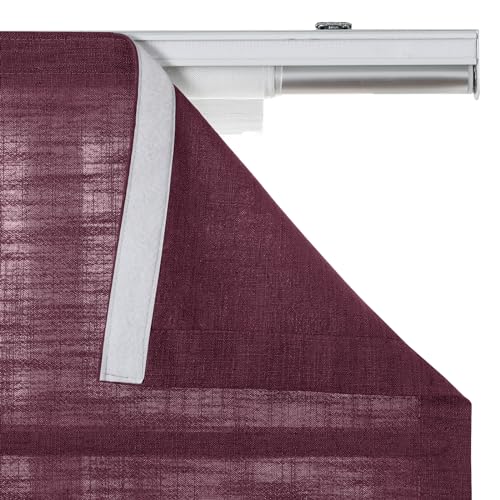 Image of TWOPAGES Liz No Drill Cordless Roman Shades Linen Textured Roman Blinds for Windows, Custom Made Room Darkening Blackout Roman Window Shades, Hardware Included, Burgundy Red, 1 Piece