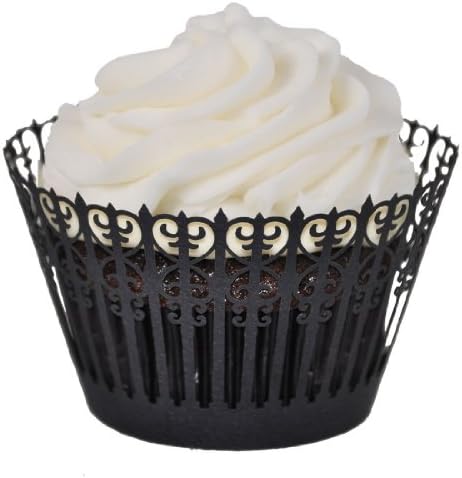 Wrought Iron Regular Cupcake Wrapper, Black, 12 pack