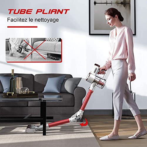 HONITURE H8 Aspirateur sans Fil Puissant, 350W/25KPa Aspirateur Balai sans Fil Pliable Léger, 2 Vitesses Moteur Brushless, Batterie Amovible, Brosse LED, Filtres HEPA - Image 3