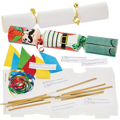 Baker Ross FN650 Make Your Own Christmas Cracker Kits Pack of 8 Christmas Craft Sets for Children to Create Personalised Christmas Crackers