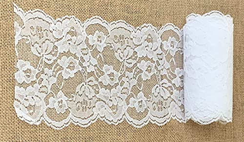 10 Yards X 5.5" Nylon White Lace Trim Fabric Ribbon | Wedding Party Favors Decoration (30 Feet Pack By Yard) #TOP6