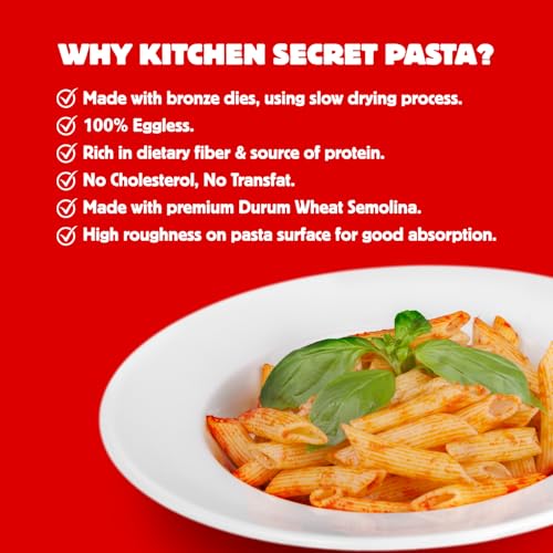 Image of Kitchen Secret Pasta & Sauce Combo | Penne Pasta 500g + Red Pesto Sauce 100% Durum Wheat | No Maida, Egg Free, Trans Fat Free | Easy To Cook Tasty Italian Dish Anytime (Combo Pack)