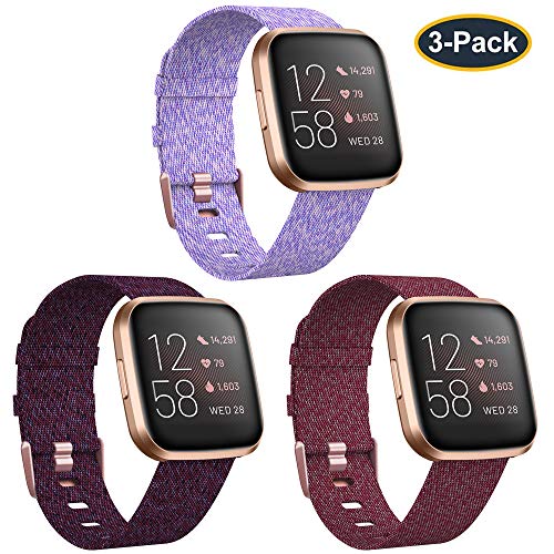 KIMILAR 3-Pack Bands Compatible with Fitbit Versa/Versa 2/Versa Lite Edition, Large Small Soft
