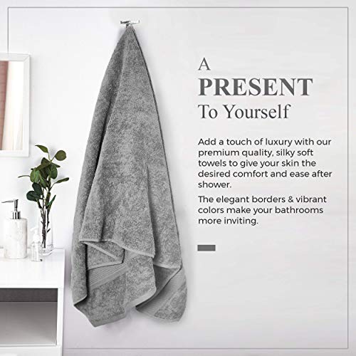 Bath Sheets Bathroom Towel Set- 4 Pack 100% Cotton Extra Large Bath Towels, Grey Oversized Bath Towels, Soft Luxury Bath Towels Large Bathroom Set, Shower Towels Bath Towel Sets For Bathroom - 35X66 #TOP4